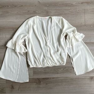 Gianni Bini Long Sleeve Low Cut Top, Small